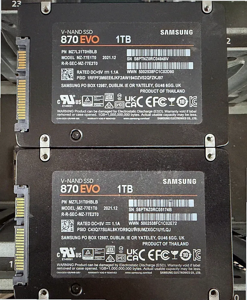 Lot of 2 - Samsung 870 EVO 1TB 2.5" SATA SSD MZ-77E1T0 MZ7L31T0HBLB